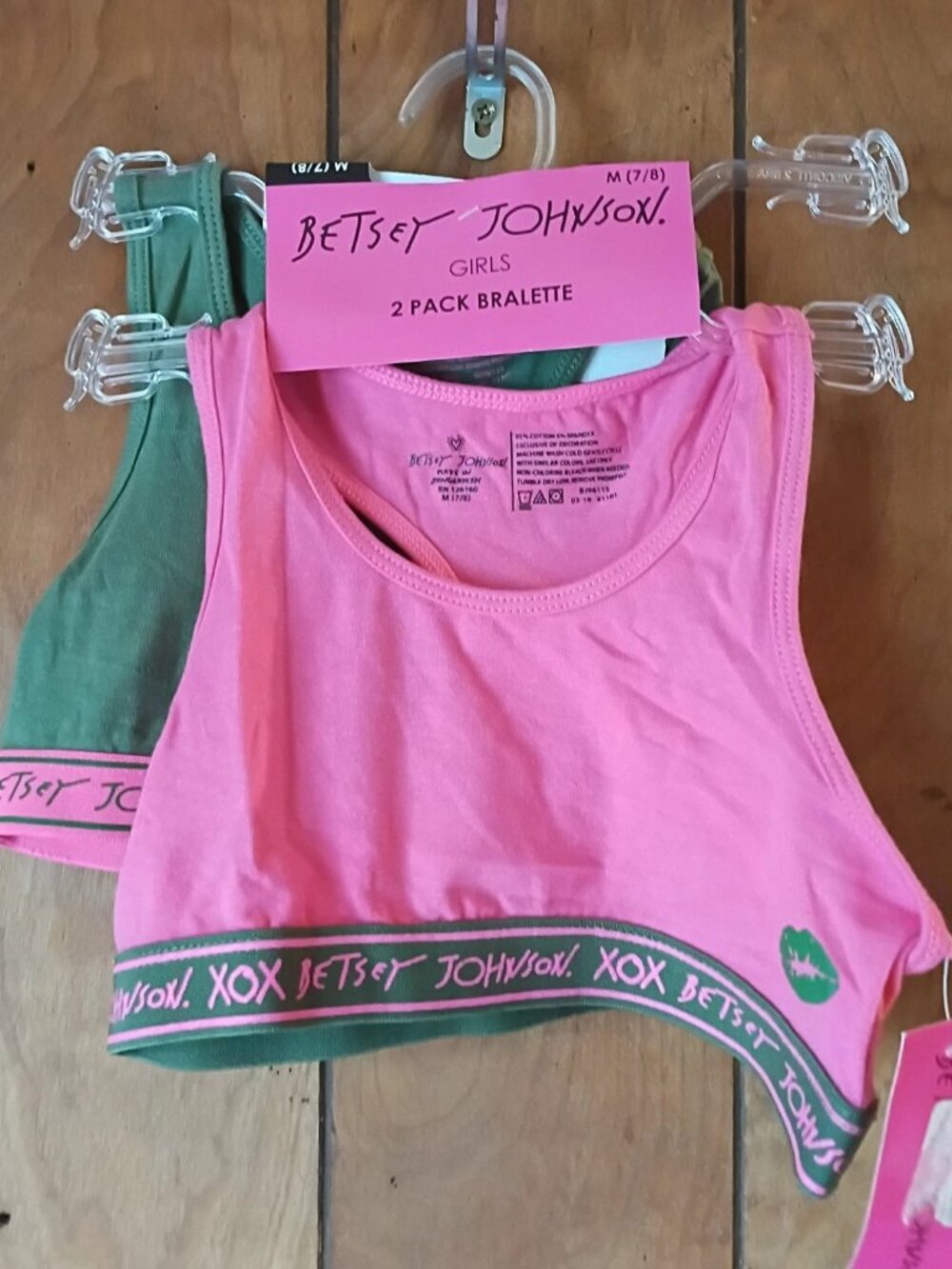 Betsey Johnson Girls 2-Pack Bralette Set – Size M (7/8) – New with Tags